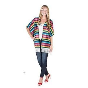 Vibrant Multicolor Women's Fun Fiesta Poly-Cotton Kimono Vest - 38"x30" 1 Count